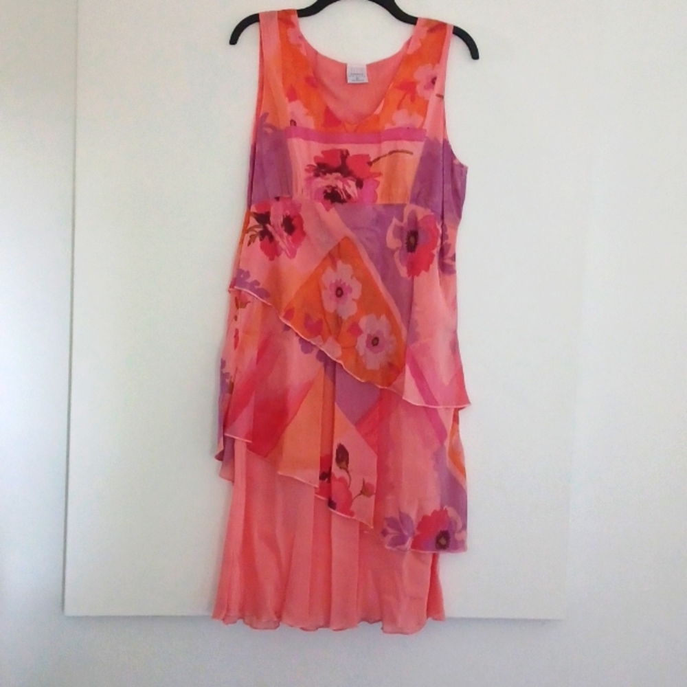 USED CLICK SLEEVELESS MUTI COLORED DRESS SIZE LARGE